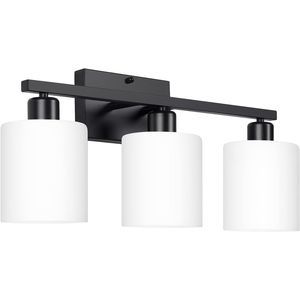 3-Light Bathroom Vanity Light Fixtures Over Mirror, Modern Anti-Rust Black Wall